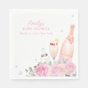 Rose Blume Poppin Champagner Flaschen Kinderdusche Serviette