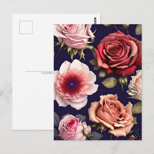 Rose, Blume, Postübergänge Postkarte (Vorne/Hinten)