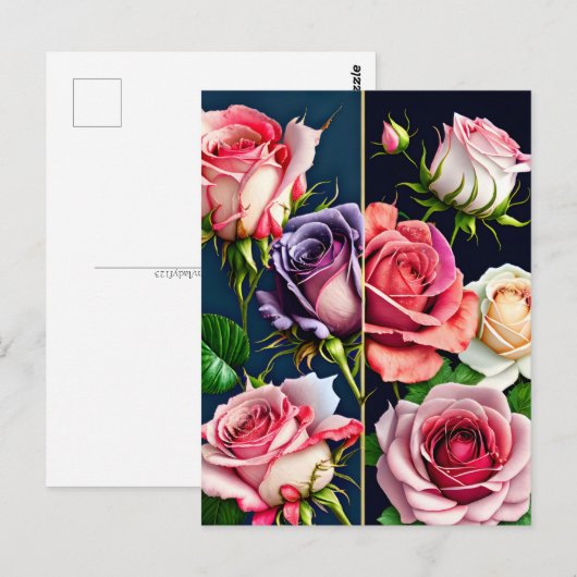 Rose, Blume, Postübergänge Postkarte (Vorne/Hinten)
