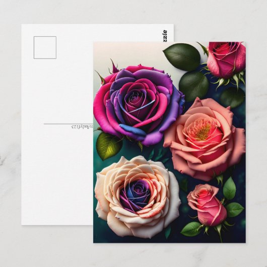 Rose, Blume, Postübergänge Postkarte (Vorne/Hinten)