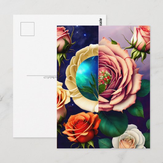 Rose, Blume, Postübergänge Postkarte (Vorne/Hinten)