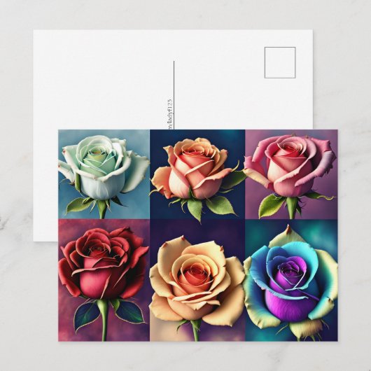 Rose, Blume, Postübergänge Postkarte (Vorne/Hinten)