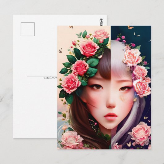 Rose, Blume, Postübergänge Postkarte (Vorne/Hinten)