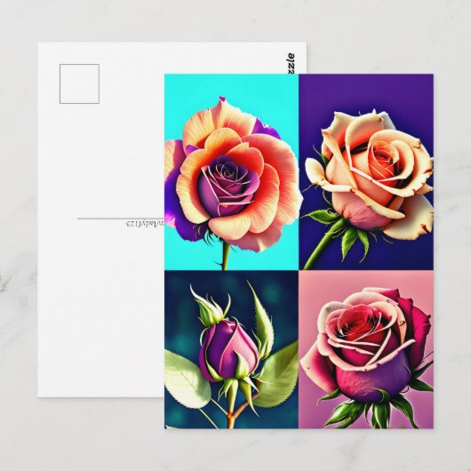 Rose, Blume, Postübergänge Postkarte (Vorne/Hinten)