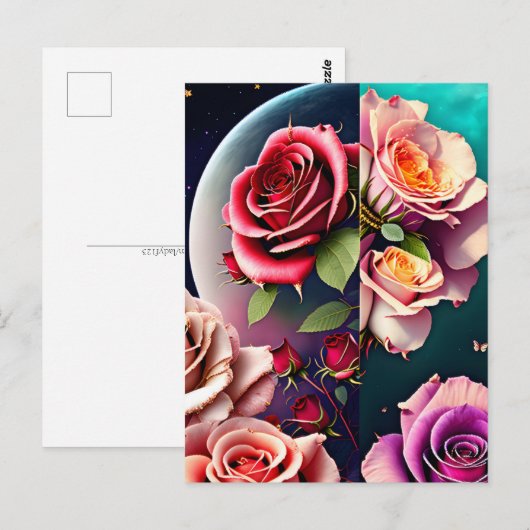 Rose, Blume, Postübergänge Postkarte (Vorne/Hinten)