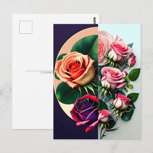 Rose, Blume, Postübergänge Postkarte (Vorne/Hinten)