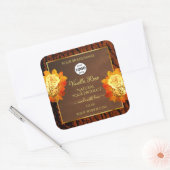 Rose Blume Produktkennzeichnung Naturholzkörnige L Quadratischer Aufkleber (Umschlag)