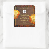 Rose Blume Produktkennzeichnung Naturholzkörnige L Quadratischer Aufkleber (Tasche)