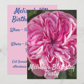 Rose Blume Rosa Geburtstag Kinder Einladung (Vorne/Hinten)