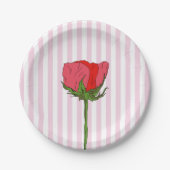 Rose Blume Rosa Streifen Pappteller (Vorderseite)