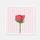 Rose Blume Rosa Streifen Serviette (Vorderseite)