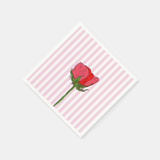 Rose Blume Rosa Streifen Serviette (Ecke)
