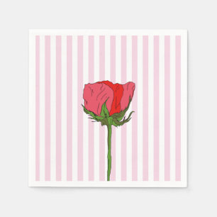Rose Blume Rosa Streifen Serviette
