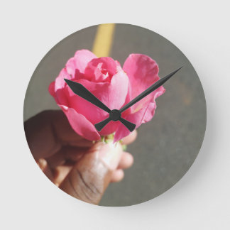 Rose Blume Runde Wanduhr