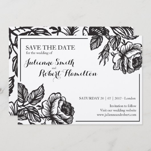 Rose Blume Rustikale Blumenhochzeit Speichern Sie Save The Date (Vorne/Hinten)
