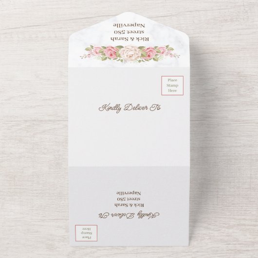 Rose Blume Save the Date angepasst All In One Einladung (Außenbereich)