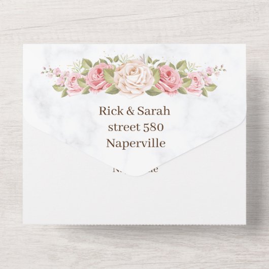 Rose Blume Save the Date angepasst All In One Einladung (Rückseite)