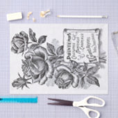 Rose Blume Scroll Banner Französischer Text Entpac Seidenpapier (Handwerk)