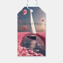 Rose Blume Segelboot Hochzeitsticker Geschenkanhänger
