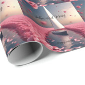 Rose Blume Segelboot Hochzeitsticker Geschenkpapier (Rolleneckpunkt)