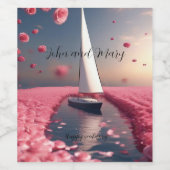 Rose Blume Segelboot Hochzeitsticker Weinetikett (Einzelnes Label)