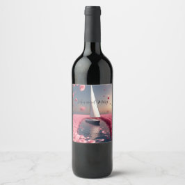 Rose Blume Segelboot Hochzeitsticker Weinetikett