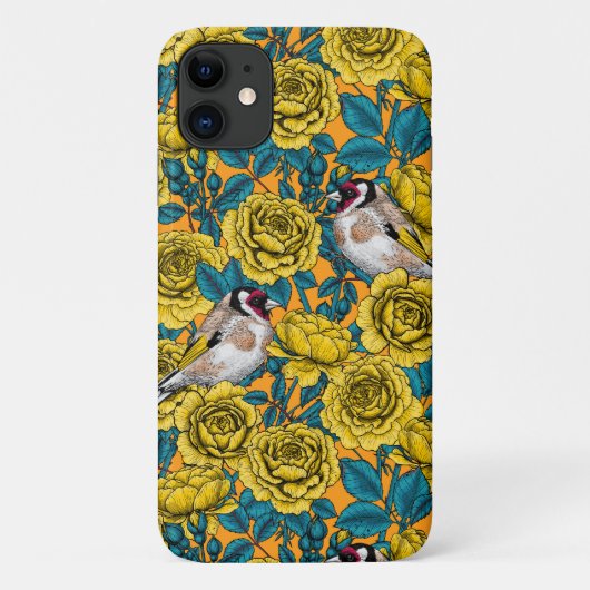 Rose Blume und Goldflossenvögel Case-Mate iPhone Hülle (Rückseite)