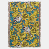 Rose Blume und Goldflossenvögel Decke (Vorderseite Vertikal)