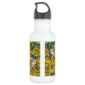 Rose Blume und Goldflossenvögel Edelstahlflasche (Rückseite)