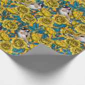 Rose Blume und Goldflossenvögel Geschenkpapier (Ecke)