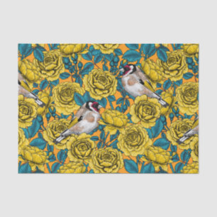 Rose Blume und Goldflossenvögel Seidenpapier