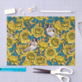 Rose Blume und Goldflossenvögel Seidenpapier (Handwerk)