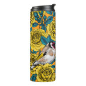 Rose Blume und Goldflossenvögel Thermosbecher (Nach links gedreht)