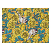 Rose Blume und Goldflossenvögel Tischdecke (Vorderseite (Horizontal))