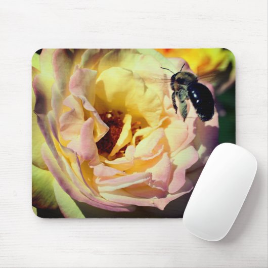 Rose Blume und Hummel Mousepad (Mit Mouse)