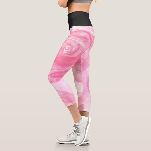 Rose Blume und Schwarz Capri Leggings (Links)