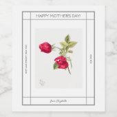 Rose Blume Vintag glücklicher Muttertag Weinetikett (Einzelnes Label)