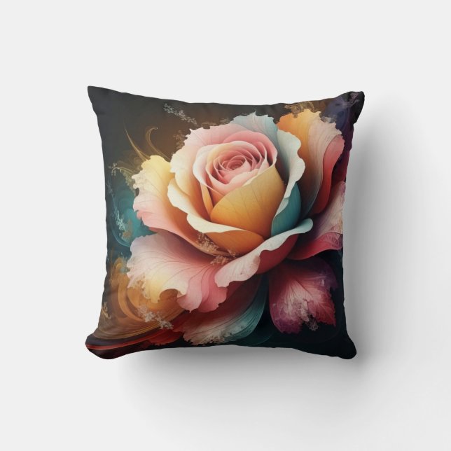 Rose-Blume von Throw-Pillows Kissen (Vorderseite)