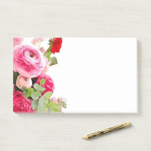 Rose-Blume Wasserfarbene benutzerdefinierte Blindv Post-it Klebezettel (Auf Schreibtisch)