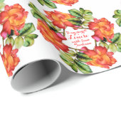 Rose Blume Wasserfarbmuster benutzerdefinierter Au Geschenkpapier (Rolleneckpunkt)