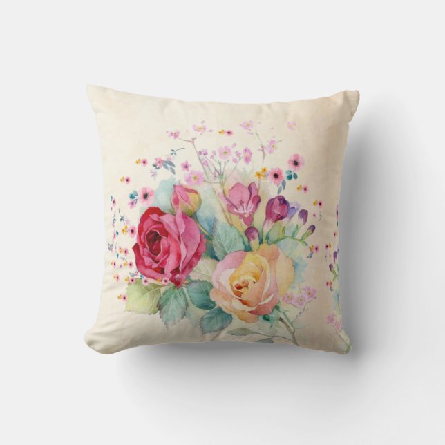 Rose Blume zu Ecru Kissen (Vorderseite)