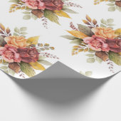 Rose Blumen Burgund Muster Antiquitätenhochzeiten Geschenkpapier (Ecke)