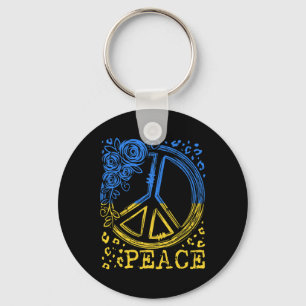 Rose-Blumen-Frieden-Ukraine-Vintage-Flag-Shirt-Ukr Schlüsselanhänger