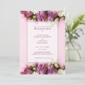 Rose Blumen Rosa Elegante Hochzeit Einladung (Stehend Vorderseite)