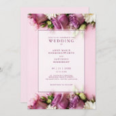 Rose Blumen Rosa Elegante Hochzeit Einladung (Vorne/Hinten)