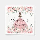 Rose Blumen Rosa Quinceanera Serviette (Vorderseite)