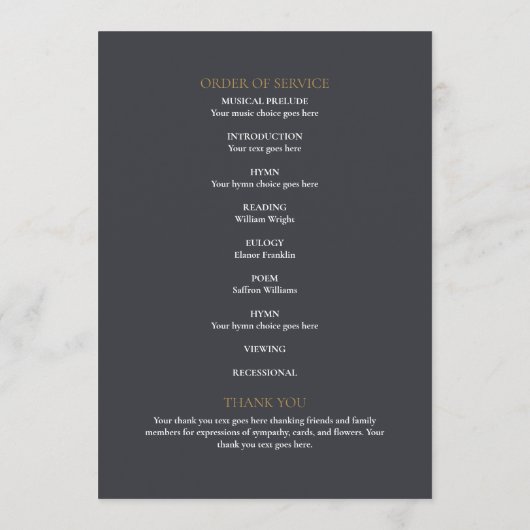 Rose Blumenbeerdigung Foto Dienstorden Programm (Rückseite)