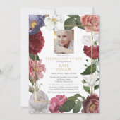 Rose Blumenbeerdigung Foto Feier des Lebens Einladung (Vorderseite)