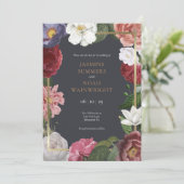 Rose Blumenblätter Gold Fossil Save the Date Einladung (Stehend Vorderseite)