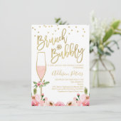 Rose Blumenbrunch Bubbly Bridal Dusche Einladung (Stehend Vorderseite)